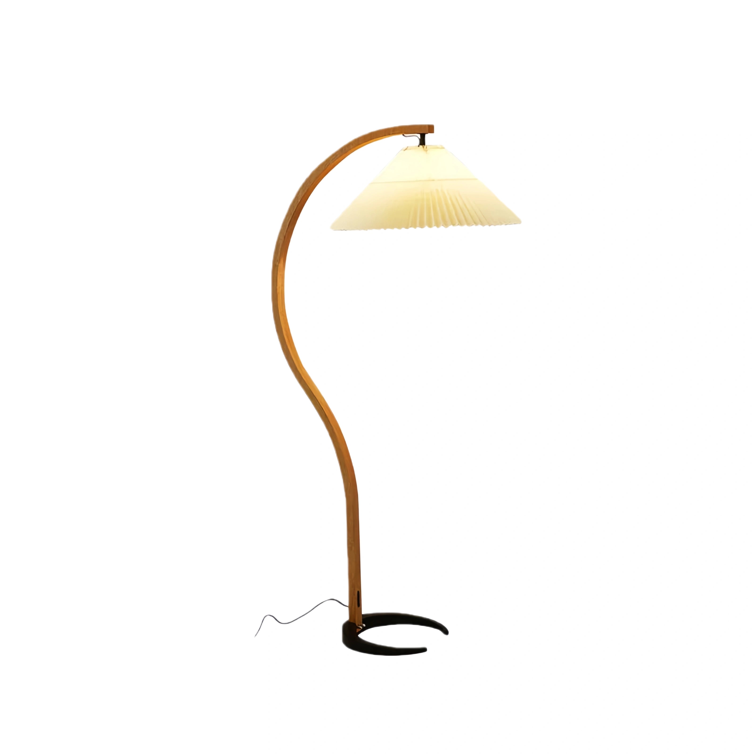 Modern Floor Lamp Wood Fabric
